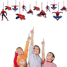 WoW Party Studio Spidy Super Hero Theme Birthday Party Decoration Ceiling Hangings/Shape Danglers - 12 Pcs-picture-19
