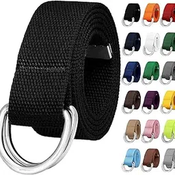 falari Canvas Web Belt Metal Double D Ring Buckle for Men Women Casual Cloth Military Style Belt 1 1/2" Wide-picture-52