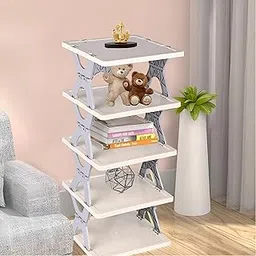 Zureni 5-Tier Stackable Shoe Rack Expandable PVC Footwear Organiser Portable Lightweight and Reusable Storage Shelf for Sandals & Sleepers- White-picture-32