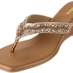 mochi Women's Faux Leather Embellished Wedge Heel Party Ethnic Sandal-picture-17