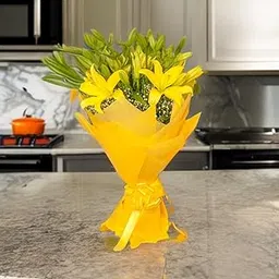 Bright Asiatic Yellow Lily Flower Bouquet-picture-20