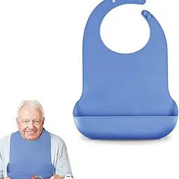 RAMONI Silicone Bib for Adults, Large Waterproof Adjustable Adult Bibs for Elderly Eating, Washable Adult Bib with Leakproof Pocket, Elderly Care Products Bibs for Adults Elderly Men Women & Disabled-picture-15