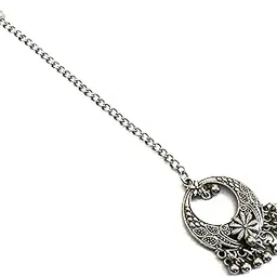 Statement Silver Oxidized Drop Designer Maang Tikka By Fusion Vogue-picture-33