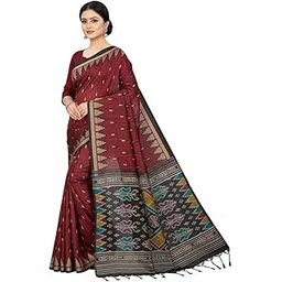 Women's Sambalpuri Printed Cotton Saree with Unstitched Blouse-picture-49