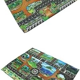 CALANDIS® 2Pcs Dinosaur Word Traffic Road Play Mat W/Track for Car Truck Train Toy-image-89