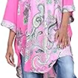sun-rose fashions Pink paisley printed designer kaftan tunic top-picture-40