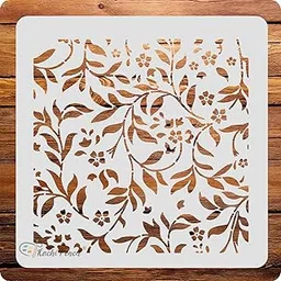 Kachi Pencil Floral Patterns Craft Stencil for Art, Size 6 x 6 inch Reusable Stencil for Painting, Fabric, Glass, Wall, and Craft-picture-27