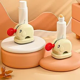 House of Quirk 2pcs Elephant Toothpaste Squeezer & Holder | Cute Tube Ringer Tool for Bathroom | Easy Toothpaste Dispensing & Kids Friendly (Beige)-image-43