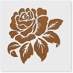 RANI PARI Rose with Leaf Craft Stencil for Art and Painting, 6x9 inch, Reusable image 1