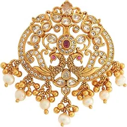 kushal's Fashion Jewellery Ruby Gold Polished 92.5 Silver Temple Pendant without chain, Best for Casual Wear & Special Occasion - 437990-picture-10