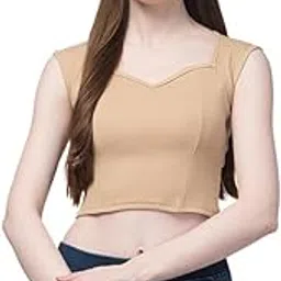 fashion deals Women's Cotton Blend V Neck Solid Top | Sleeveless Women's Tank Tops | Western Stylish Crop Top for Women-picture-29