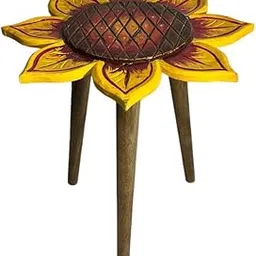 Daim Beautiful Antique Wooden fold-able Side Table/end Table/Plant Stand/Stool Living Room Kids Play Furniture Table Sunflower Shape-image-0