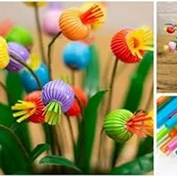 Zone Marketing Colourful Plastic Straw for Craft Work,Activities, Party Decoration and Project Work (Pack of 250)-picture-22