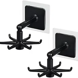 360 Degree Rotating Self-Adhesive Kitchen Wall Door Cabinet Hook Holders for Hanging-Towel,Clothes,Cups for Bathroom/Home.-picture-26