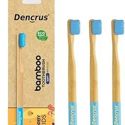 Dencrus Orby Kids Bamboo Toothbrush for Kids (Pack of 3) | Natural & Eco Friendly Oral Care | Soft Bristles Toothbrush for Toddler & Kid Dental Care | Organic Bamboo Handle - Blue-picture-27