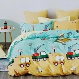 RIFTREE Glace Cotton Kids Favourite Character Cartoon Print Double bedsheet with 2 Pillow Covers- (CR, Multi Yellow, Sky FIROZI)-image-100