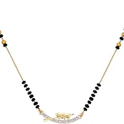 kennice Mangalsutra Arrow in Heart Love Pendant American Diamond Gold-Plated Tanmaniya Nallapusalu For Women-picture-12