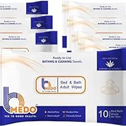 Bmedo Bed Bath Wipes, Adult Wet Wipes, Adult Bath Wipes, Anti Bacterial, Ready To Use Cleansing Towels, Refreshing Sponge Bath Towel, For Men & Women | Travelling Wipes | Pure Water Soft Moisturizing Wet Wipes With Lid (80 Count (Pack Of 8))-image-0