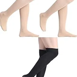 n2s next2skin NEXT2SKIN Women's Opaque Nylon Knee High Socks for Women- Pack of 3 (Black/Skin)-picture-15