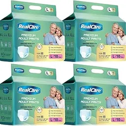 LUREME Premium Class Large Size (30-54 Inch, 76-137cms) Real Care Overnight Adult Pull Ups Pant Style Diapers for Men Women with Advanced 3D Superior Absorbency Core Anti-Bacterial Pack of 4 (40)-image-14