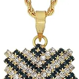 memoir Gold plated White and Green American Diamond pendant Women Fashion Stylish image 1