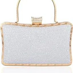 nfi essentials Glitter Clutch for Women's Evening Handbags for Bridal Wedding Silver-picture-46