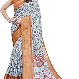 mirchi fashion Women's Silk Blend Batik Printed Saree with Blouse Piece-picture-15