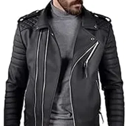 Adam Collection Leather Jacket Men Windbreaker Coat Outerwear Leather Biker jacket For Men Best Stylish (Black)-picture-47