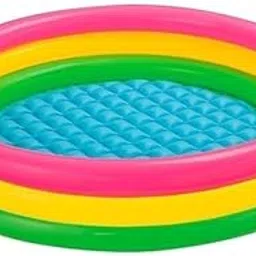 Jukusa 3ft Baby Bath Water Tub for Swimming Pool, Glow Round Colourful Ring Baby Bath Tub, Soft Inflatable Pool for Kids(35.4" x 9" (90cm x 23cm)) (Multicolor)-picture-21
