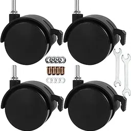 2" Stem Casters Replacement Casters Threaded Swivel Furniture Caster Wheels with Brakes 100Lbs (M6-1.0x15mm-Black)-picture-34