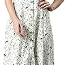 Women Printed Roll-up Sleeves Shirt Collared Dress-image-0