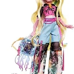 Monster High Lagoona Blue Doll in Mesh Tee and Cargo Pants, Includes Pet Fish Neptuna and Accessories Like a Backpack, Snack and Notebook-picture-17