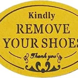Incrizma Kindly Remove Your Shoes - Please Take Your Shoes Off No Shoes Sign Home Office Spa Wall Door Welcome Sign Oval 6.3" x 3.8" (Yellow)-picture-34