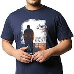 bewakoof Men's Graphic Print Regular Fit Half Sleeve Round Neck Cotton Plus Size T-Shirt-picture-26