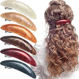 4 Pcs Hair Barrettes Tortoise Shell French Design Celluloid Hair Clip Medium Rectangular Automatic Hair Pins for Women Girl Lady 4 Pack-picture-23