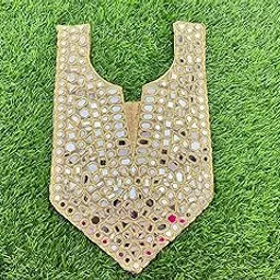 Women Net Work Neck Patches Floral Embroidery, Sewing Work, Suits, Kurties, Gowns, Fashion Accessories, Apparel Embellishment.(Gold)-picture-47