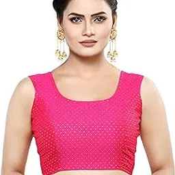 Womens Brocade Art Silk Sleeveless Readymade Saree Blouse-image-54