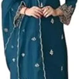 nikrim ™Women's Cotton Blend Embroidered Straight Kurta with Pant & Dupatta-picture-47