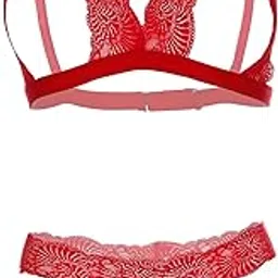 psychovest Women's Lace Front Open Bra and Panty Lingerie Set-picture-14