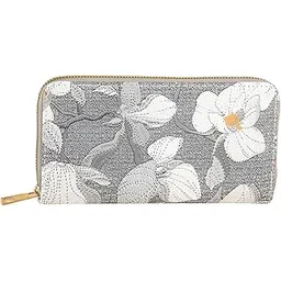 syga Elegant Women Lace Wallet– Large Capacity Zipper, Mobile Phone & Coin Holder (Grey)-picture-22