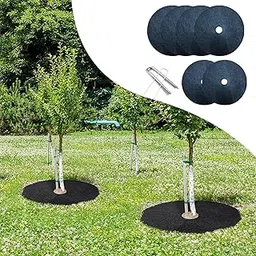 ATORSE 6Pcs Non Woven Cloth Tree Protection Weed Mats with Stakes for Gardens Plant-picture-31