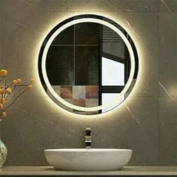 INFUSION DEKORS Led Mirror Round Design Modern Glass Bathroom Mirror with 3 Color Light-Wall Mounted Backlit with Front Light (18 * 18 Inch)-image-32