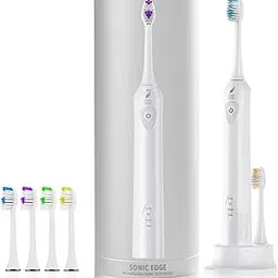 Sonic Electric Toothbrush, Rechargeable Toothbrush w/ 3 brushing modes, 2min. auto-timer, 30sec. quad-reminder and long-lasting, extended charge battery (White)-image-83