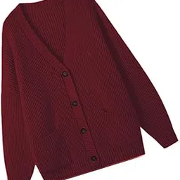 calandis CALANDIS™ Women's Cardigan Sweater with Pockets Fall Clothes Loose V Neck with Buttons Red | Sweaters | Womens Clothing-picture-11