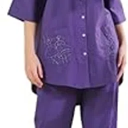 say Purple Shirt Collar Pure Cotton Printed Co-ords Set for Women AURA-05_P-picture-13