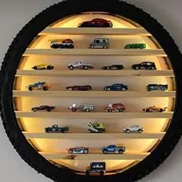 WoodHub Wooden Wall Hanging Lighting tyre for Home Decor showpiece Item Kids Toys Stand Wall Decor l Iving Room bolgony Office Decor Display Stand Kids Birthday 24 inch (with Out Toys) (Yellow)-image-66