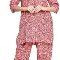 kbnbj Cotton Printed Co-Ord Set for Women - Nightwear Pajama Set with Pockets | Soft & Breathable Two-Piece Outfit for Sleep & Lounge-picture-37