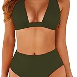 S9 TREND Women's High Waisted 2 Piece Halter Swimsuit Bikini Set-picture-14