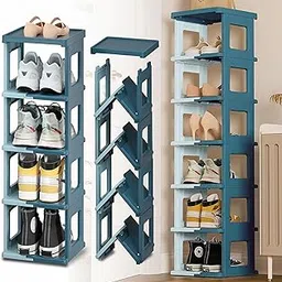 JD FRESH 4 Tier Shoe Rack/Versatile and Sturdy Almirah for Clothing/Books/Storage Organizer/Shoe Stand/Portable Shoe Rack/Foldable Closet for Bedroom/Living Room/Bathroom - (Blue), Plastic-picture-48