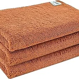 SOFTSPUN Microfiber High Loop Cleaning Cloths, 40x60 cms 3 pcs Towel Set 380 GSM (Brown). Automotive Towels, Thick Lint & Streak-Free Multipurpose Cloths.-picture-12